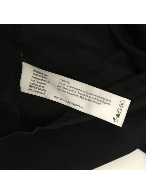 Eileen Fisher Womens Black Silk Scoop Neck Short Sleeve T-Shirt Minimalist L - Image 4