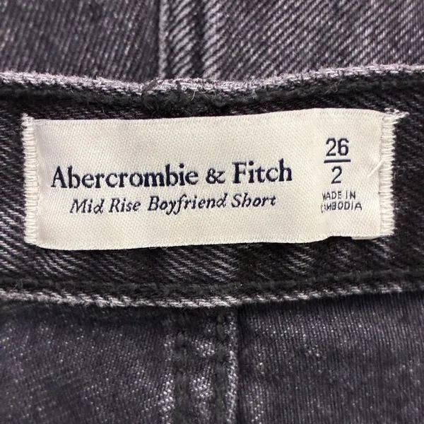Abercrombie & Fitch Mid Rise Boyfriend Shorts Faded Black Denim Cutoff Size 2 - Image 5