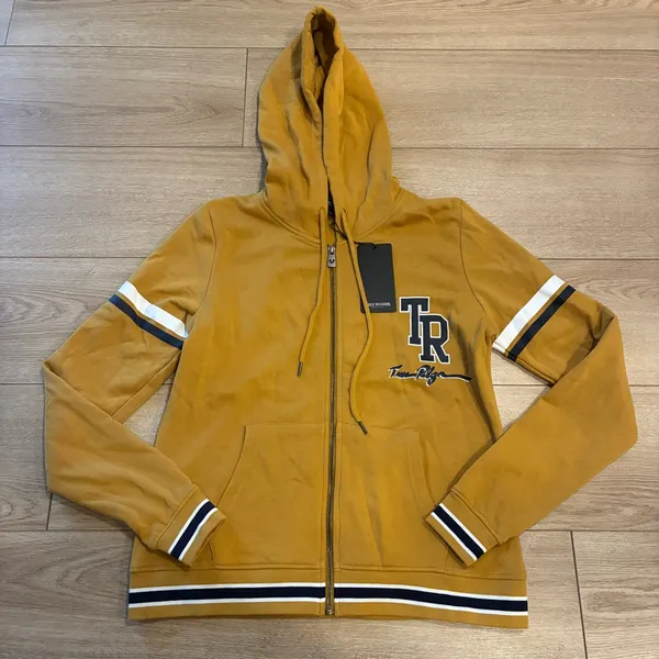 NWT True Religion Women’s Collegiate Zip Up Hoodie Yellow Size L - Image 2