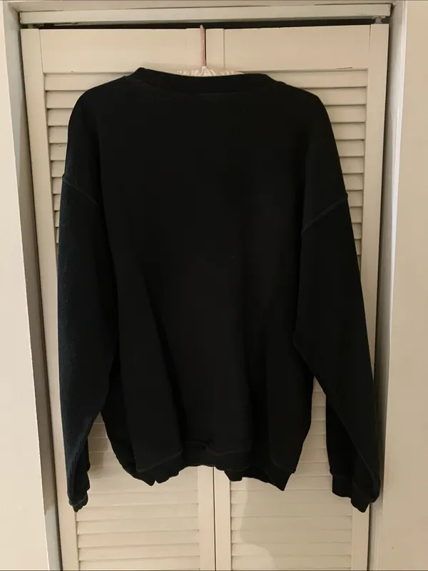 Vintage Six Flags 1996 Black Waffle Crewmeck Sweatshirt Size Large - Image 6