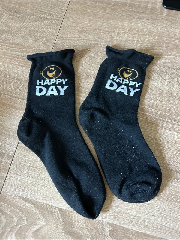 Happy Day Black Crew Socks - Image 2