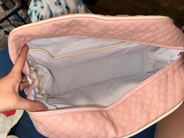 Vintage Pink quilted baby Jolie Paris duffel dipper bag - Image 8