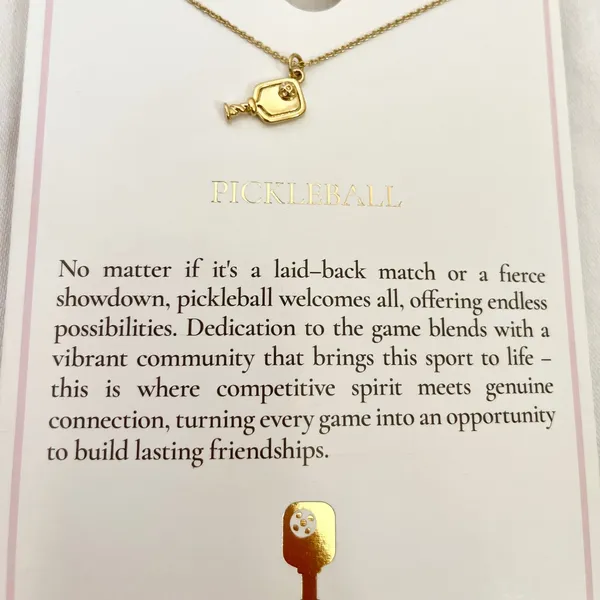 Tiny Tags Pickleball Paddle Pendant Necklace Gold‎ Tone Sports Jewelry New - Image 2