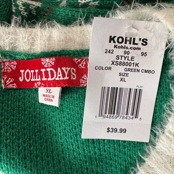Jollidays X-Large Sweater Holiday Festive Christmas Reindeer Bulbs Long Sleeves - Image 6
