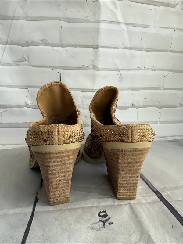 Vintage Havana Dante Gold Rhinestone Pointed Toe Low Heel Mule - NWOB - Image 5