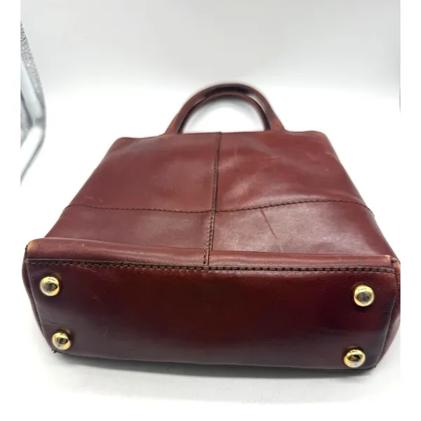 Etienne‎ Aigner Satchel Bag Womens Small Brown Leather Top Handle Logo Purse - Image 4