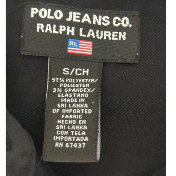 Vintage Polo Jeans Ralph Lauren Black Satin‎ Ruffle Cuff Blouse SMALL 90s y2k - Image 6