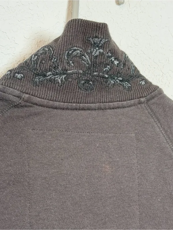 Y2K Abercrombie & Fitch Gray Full-Zip Hoodie Patchwork Embroidered - Image 4
