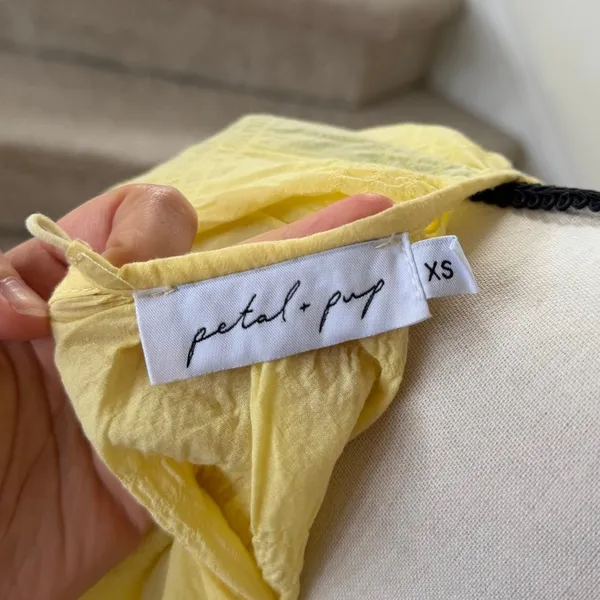 Petal + Pup Butter Yellow Puff Sleeve Midi Length Milk Maid Cut Out Back Dress - Image 5