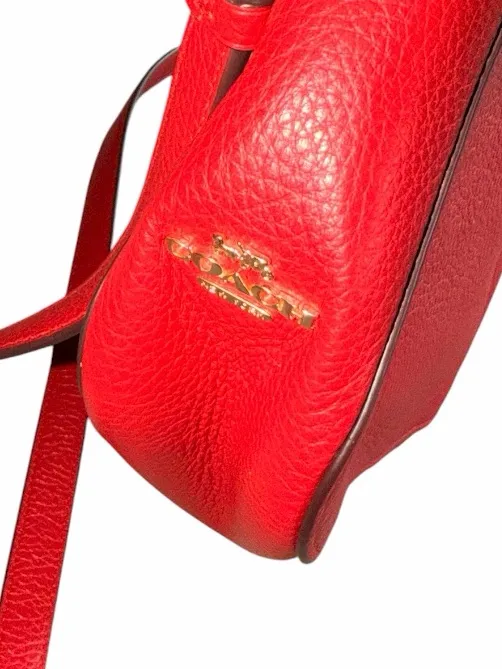 Authentic Coach Marlie Top Handle Satchel in vibrant true red pebbled leather - Image 5