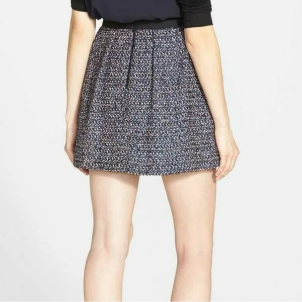 French Connection Multi-Color Tweed w/ Black Contrast A-Line Mini‎ Skirt Size 6 - Image 3