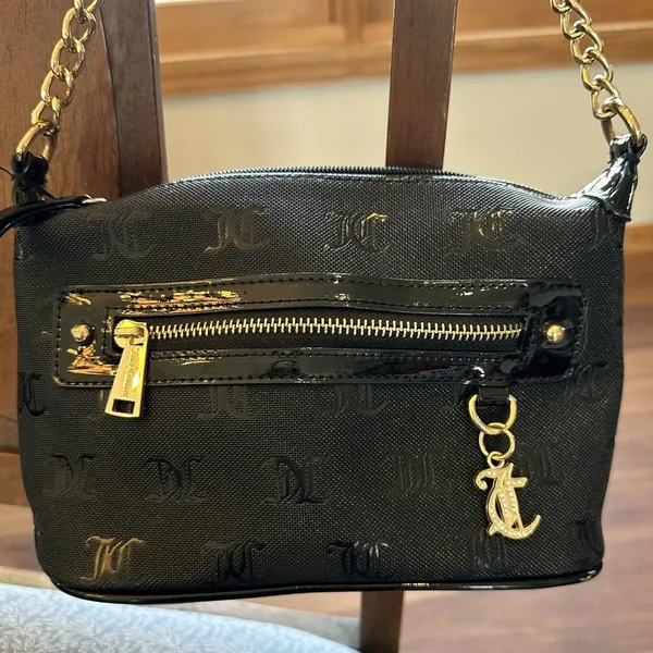 Juicy Couture Black Patent Leather Nailed It Shoulder Bag Vegan - Image 2