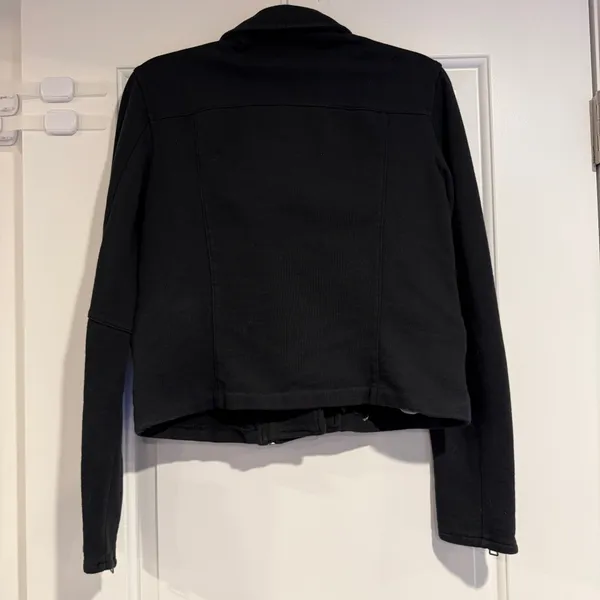 Allsaints Harper Biker Sweatshirt Jacket Black & Silver Women's M Cotton Moto - Image 6