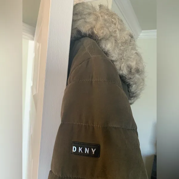 DKNY Olive/Army Green Puffy Coat - Image 5