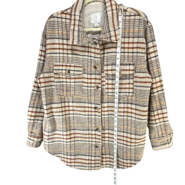 Joie Plaid Shacket Womens L Tan Beige Rustic Jacket - Image 8