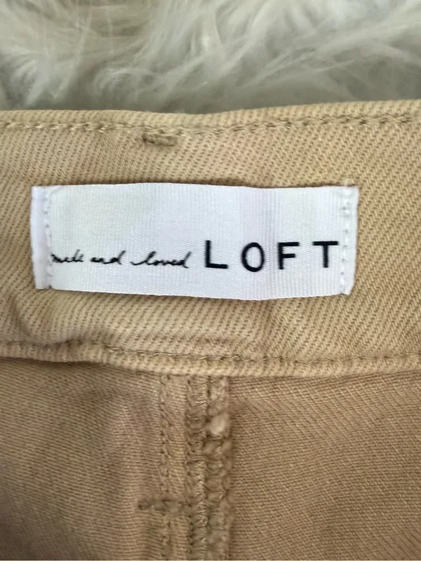 LOFT The Wide Leg High Rise Jeans Size 26 Tan Khaki Regular Fit - Image 3
