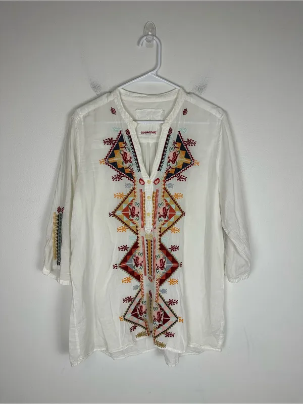 Johnny Was 3J Workshop Embroidered Isadora Tunic Top Women’s Sz L - Image 3
