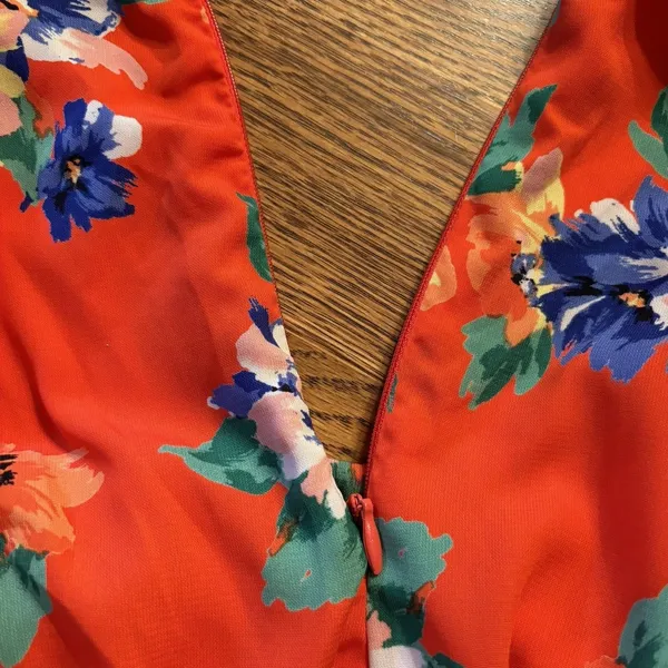 Lulus‎ V-Neck Sleeveless Red Floral Print Mini Dress XL Made in USA - Image 8