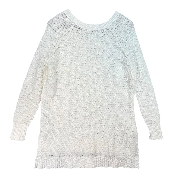 Free People Cream Open Knit Scoop Neck Sweater Textured Pullover Size‎ Small - Image 4