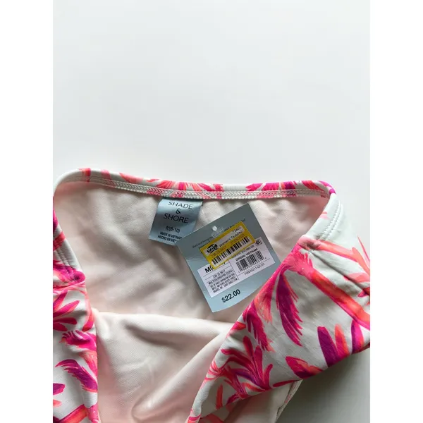 Shade & Shore Womens Pink Tropical Palm High Waist Bikini Bottom Medium NWT - Image 3