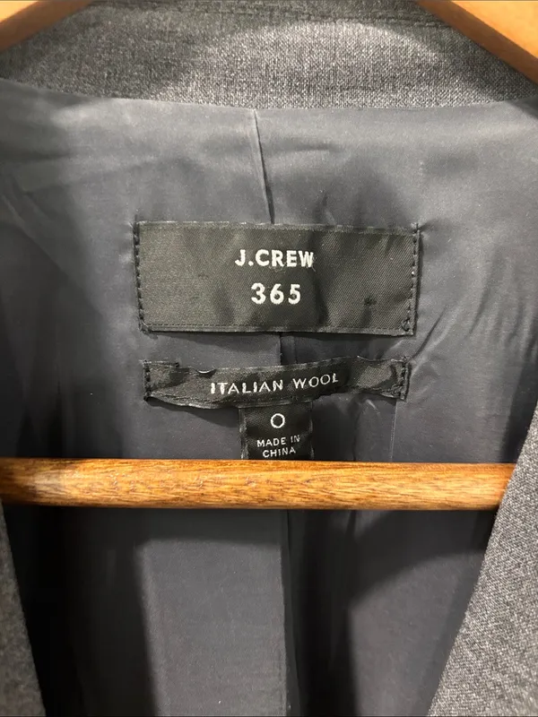 J.CREW 365 Parke Blazer Italian Stretch Wool J5383 One Button Jacket Gray Size 0 - Image 2