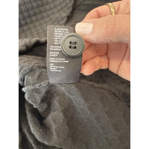 Cos Knit Cardigan Jacket Women's XS Black Waffle Textured Cotton Nylon XS - Image 7