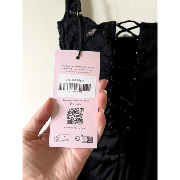 Oh Polly Taliah Lace Soft-Scoop Corset Satin Midaxi Midi Dress in Black Size 2 - Image 10