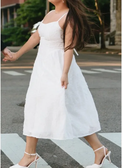 Lulus White Floral Lace Up Midi Dress - Image 5