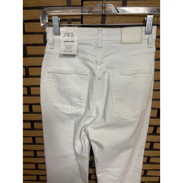 Zara‎ White Slim Flare Jeans Size 2 - Image 4