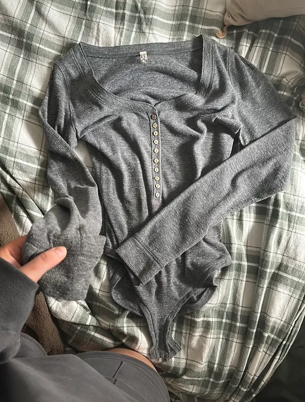 Free People Dylan Thermal Henley Bodysuit - Image 2