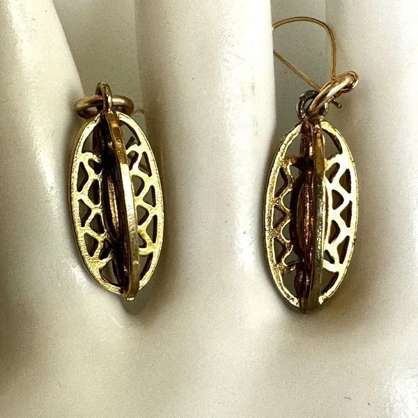 Gold tone vintage drop earrings - Image 4