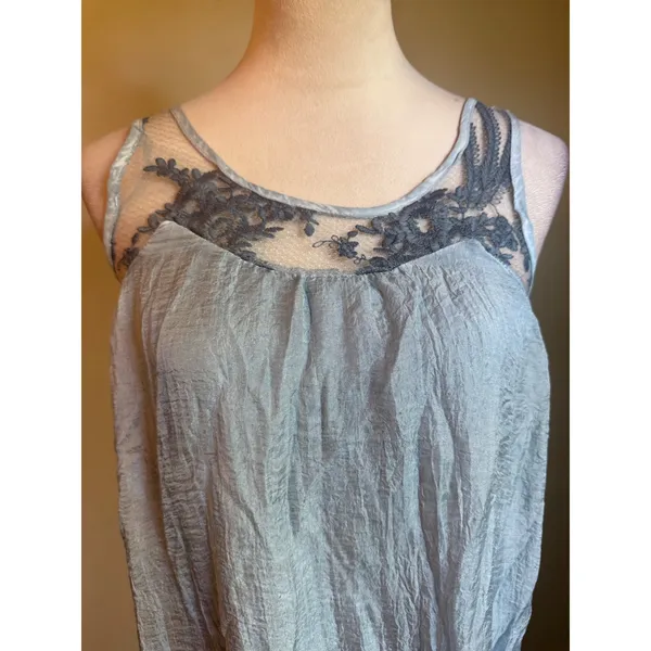Nostalgia Blue Embroidered small boho flowy fairy whimsi romantic lace y2 dainty - Image 3