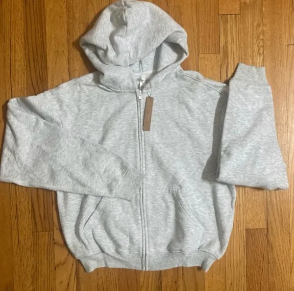 SKIMS Cotton Fleece Zip-Up Hoodie S - Image 3