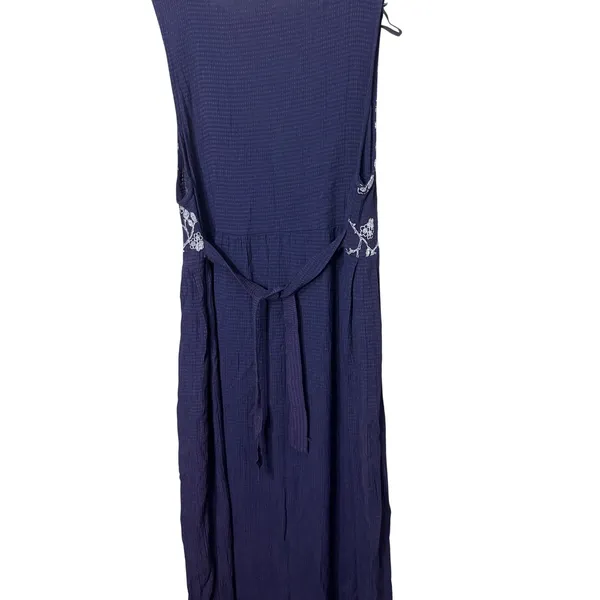 JUST IN THYME LTD Vintage‎ Maxi Dress Sleeveless Floral Embroidered Purple - Image 9