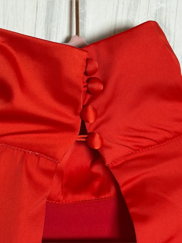 NWT WNTRMSE Kenzie Satin‎ Mini Dress in Red Open Back Mock Neck, US 6 ($245) - Image 7