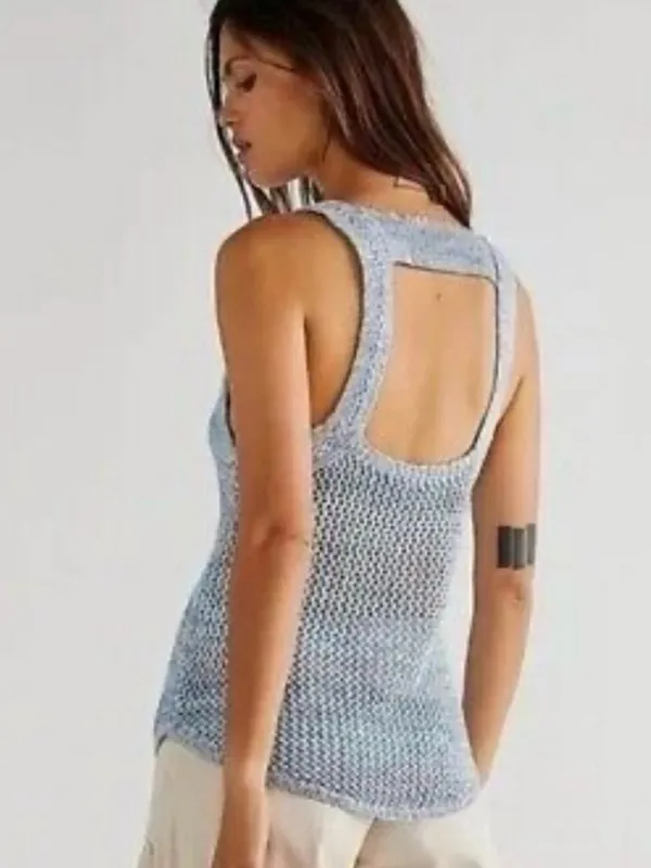 FREE PEOPLE We The Free Under The Starlight Sleeveless Crochet Sweater Tank Top - Image 2