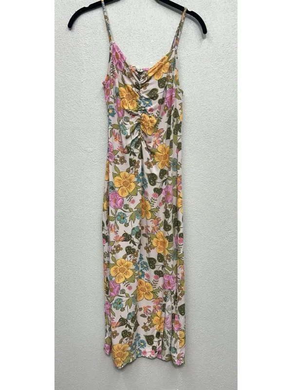 Vtg Floral Slip Dress XS Y2K Retro 70s Inspired Boho Festival Midi Hippie Garden - Image 10