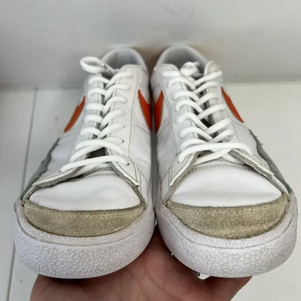 Nike Size 10 Blazer‎ Sneakers 77 Low White Orange Leather Retro 2021 DC4769-105 - Image 9