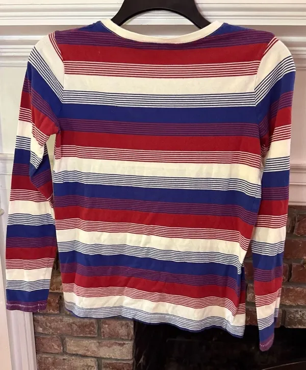 Madewell Northside Long Sleeve Crewneck T-Shirt in Red White and Blue Stripe - Image 3