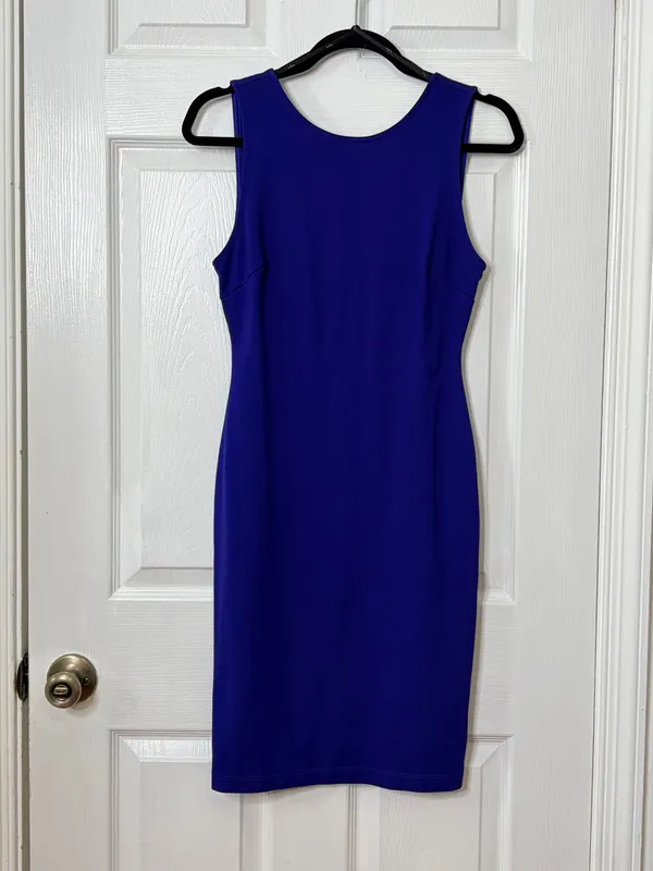 Lulus Cobalt Blue Bodycon Midi Dress Open Back Sleeveless Cocktail Party Office M - Image 3