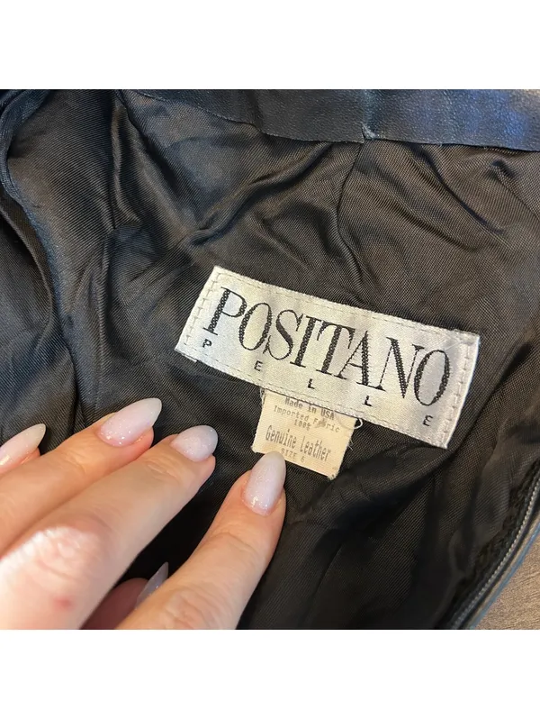 Vintage Positano Dark Brown Genuine Leather Midi Pencil Skirt Size 6 80s 90s - Image 5