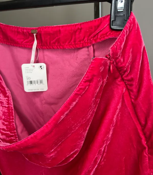 Free People Velvet Pink Mini Skirt - Image 2