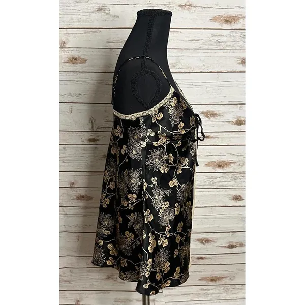 Vintage Victoria's Secret black/gold floral lace-trim satin matching set Small - Image 4