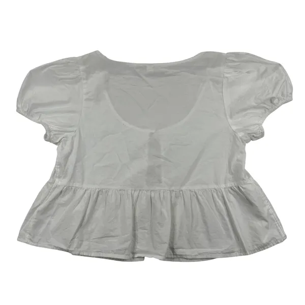 BP Womens White Cotton Tie Front Puff Sleeve‎ Peplum Top Size M BP507032MI - Image 9