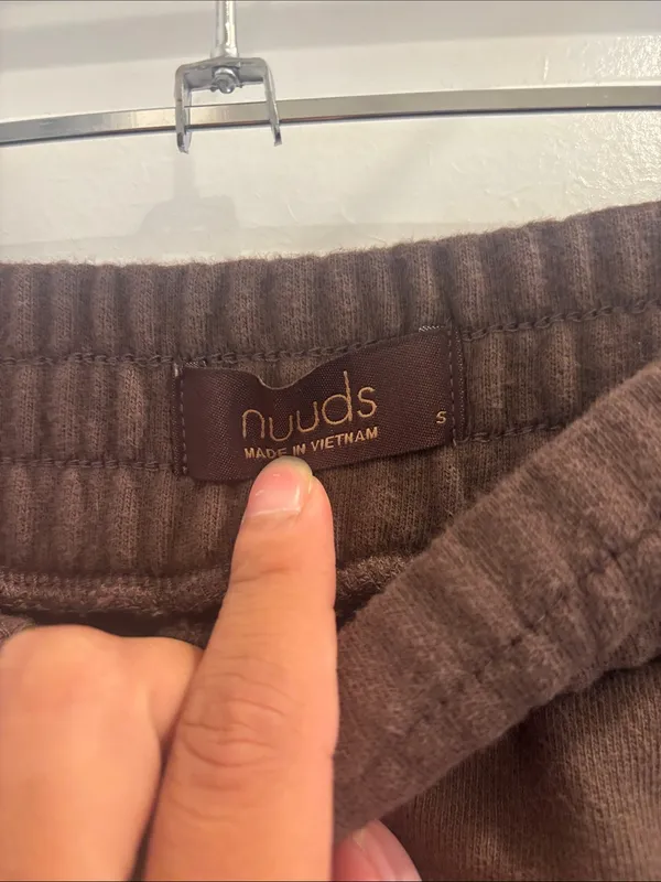 NUUDS Size S Chocolate Brown 100% Cotton Straight Leg Sweatpants - Image 2