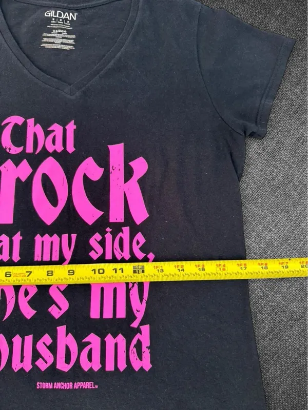 Gildan Black V-Neck Tee with Bright Pink Statement Print - Image 7
