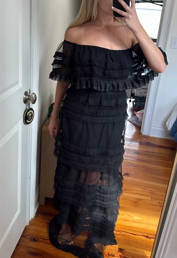 Luxxel Black Formal Tulle Dress - Image 4