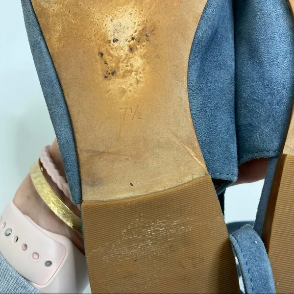 Madewell April Ankle Wrap Blue Suede Ballet Flats - Image 9