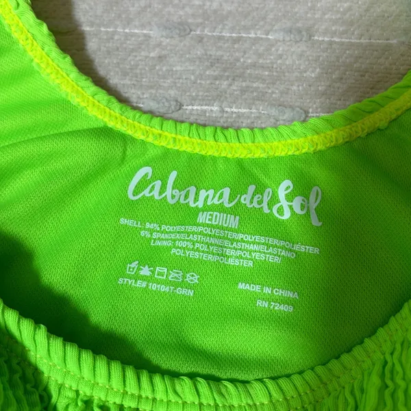 CABANA DEL‎ SOL Lime Green Neon bikini Size M - Image 6
