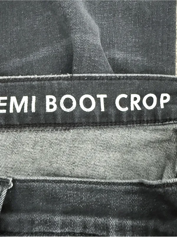 J Crew Washed Out Black Raw Hem Button Fly 9” Billie Demi Boot Cut Crop Jeans 27 - Image 7